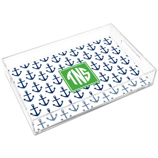 Navy Anchors Lucite Trays